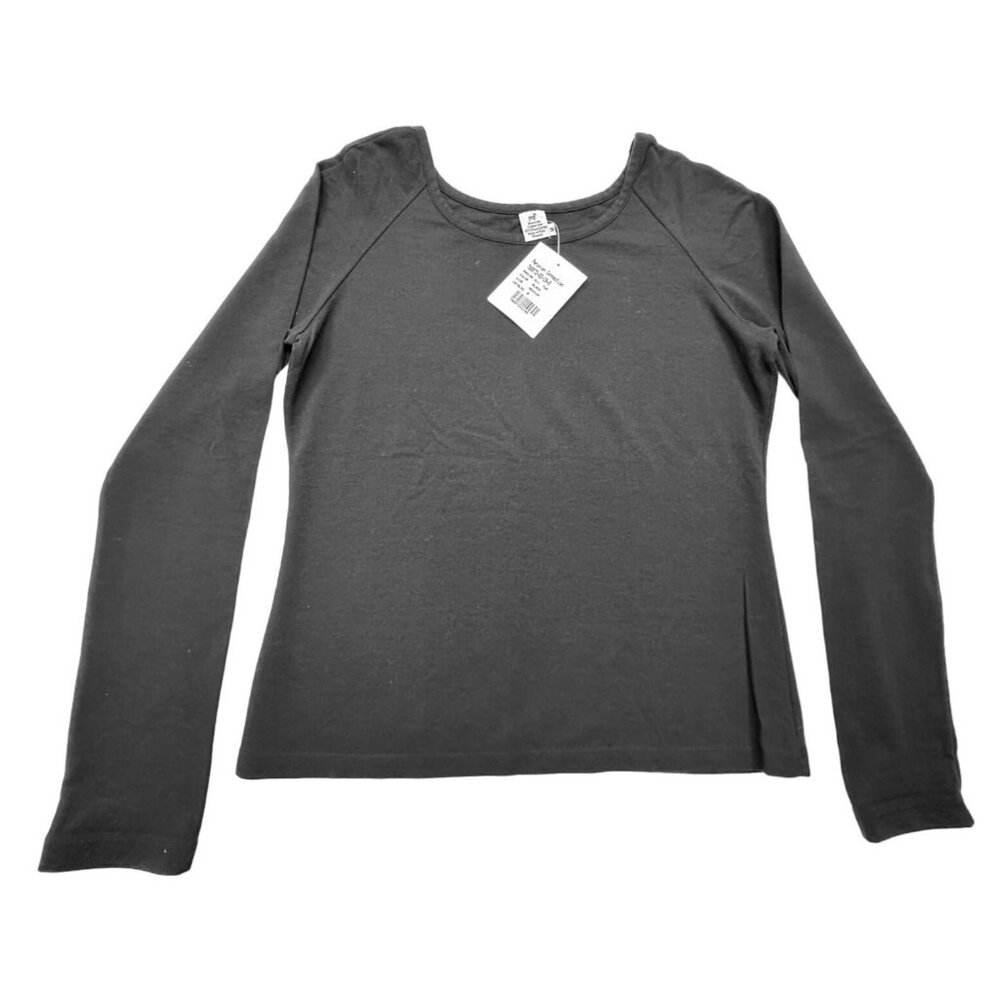 Vintage Peruvian Connection Womens Medium Black Top Pima Cotton Long Sleeve
